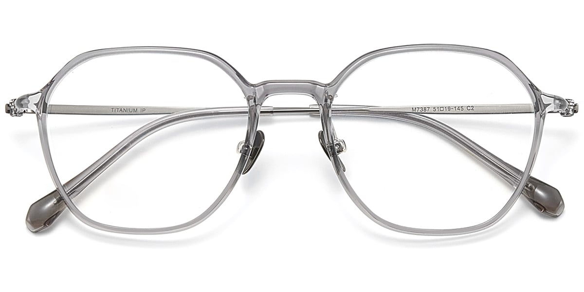 Titanium Square Reading Glasses translucent-grey