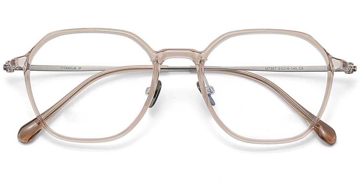 Titanium Square Reading Glasses translucent-brown