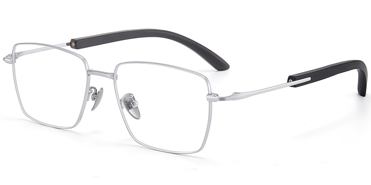 Titanium Rectangle Reading Glasses silver