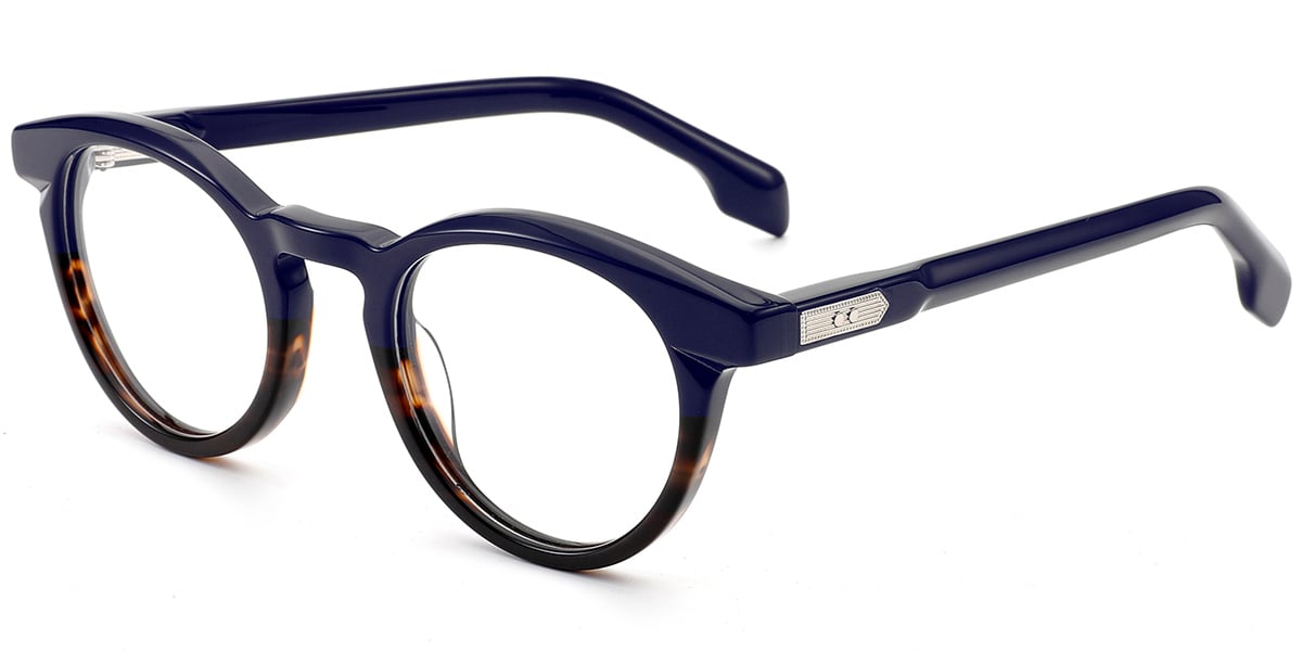 Acetate Round Reading Glasses pattern-blue