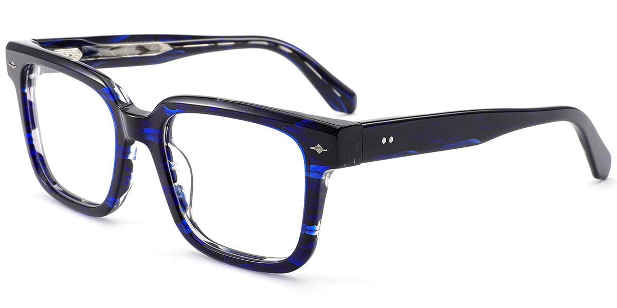 Acetate Square Reading Glasses pattern-blue