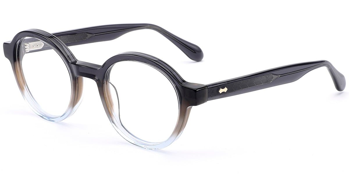 Acetate Round Reading Glasses pattern-grey