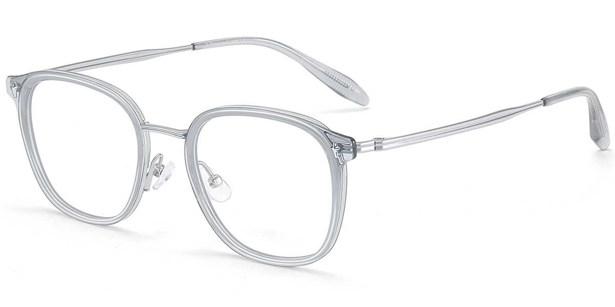 Titanium Square Reading Glasses translucent-grey