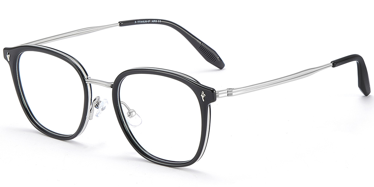 Titanium Square Reading Glasses black