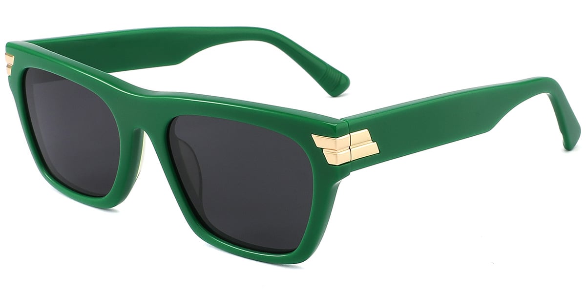 Acetate Rectangle Sunglasses green+dark_grey_polarized