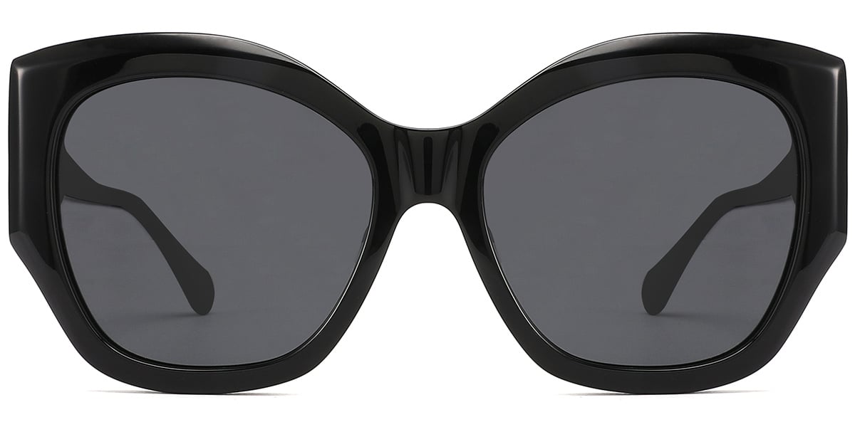 Acetate Square Sunglasses black+dark_grey_polarized