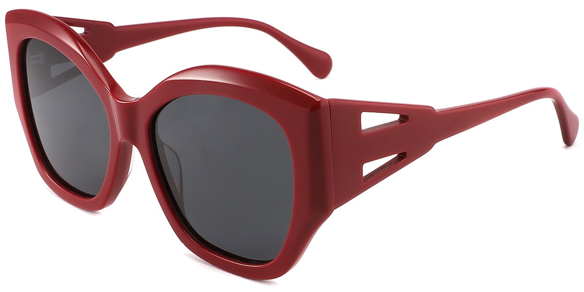 Acetate Square Sunglasses red+dark_grey_polarized