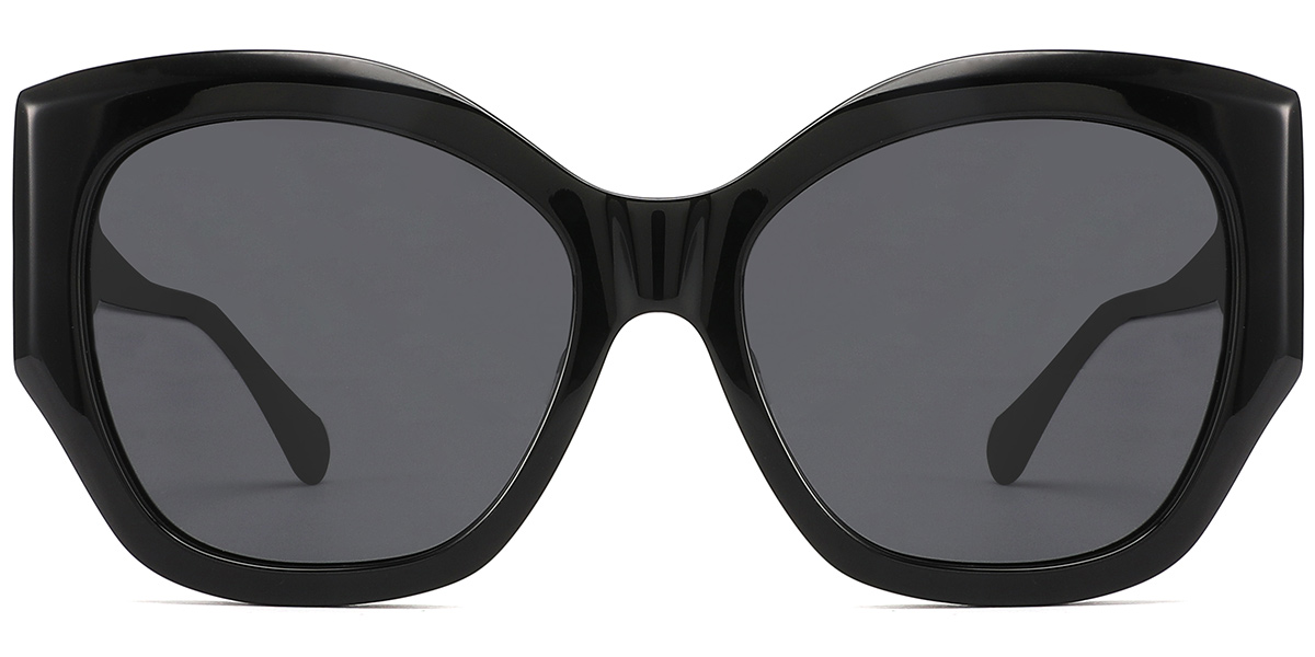 Acetate Square Sunglasses black+dark_grey_polarized