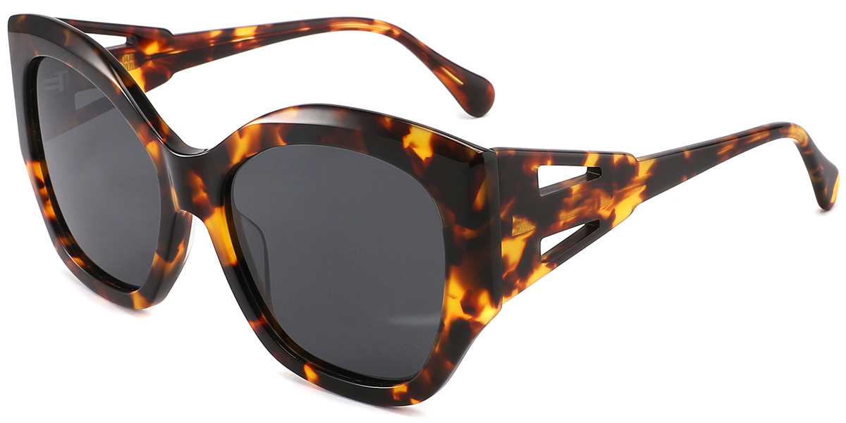 Acetate Square Sunglasses tortoiseshell+dark_grey_polarized