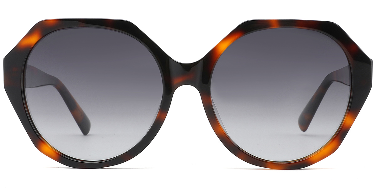 Acetate Round Sunglasses tortoiseshell+gradient_grey_polarized