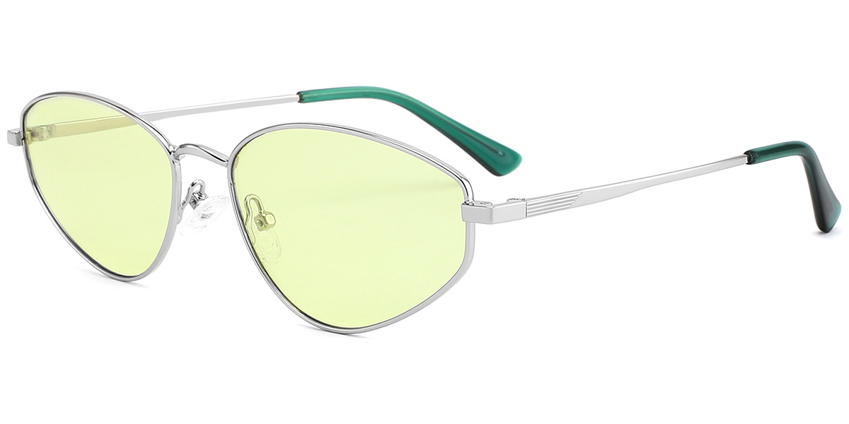 Geometric Sunglasses silver+light_green_polarized