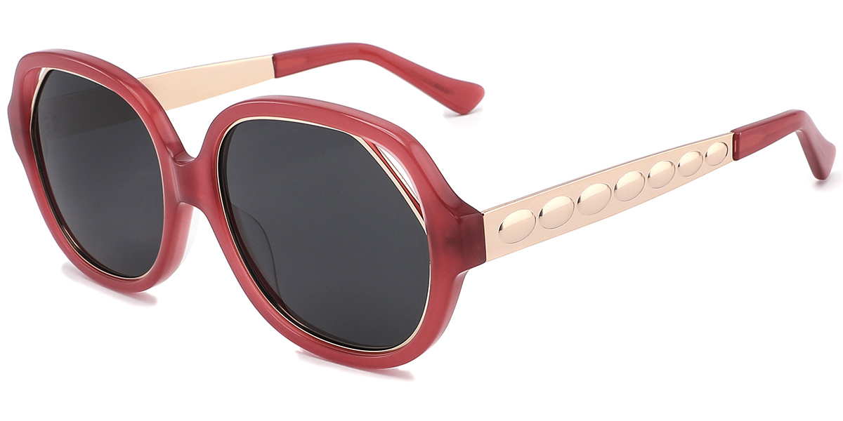 Acetate Square Geometric Sunglasses SG10534