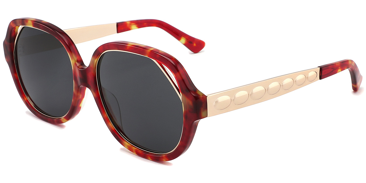 Acetate Square Geometric Sunglasses SG10534