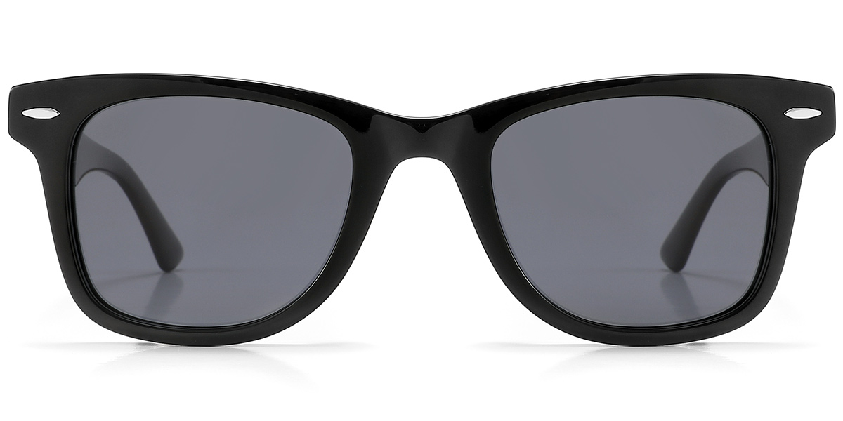 Acetate Square Sunglasses black+dark_grey_polarized