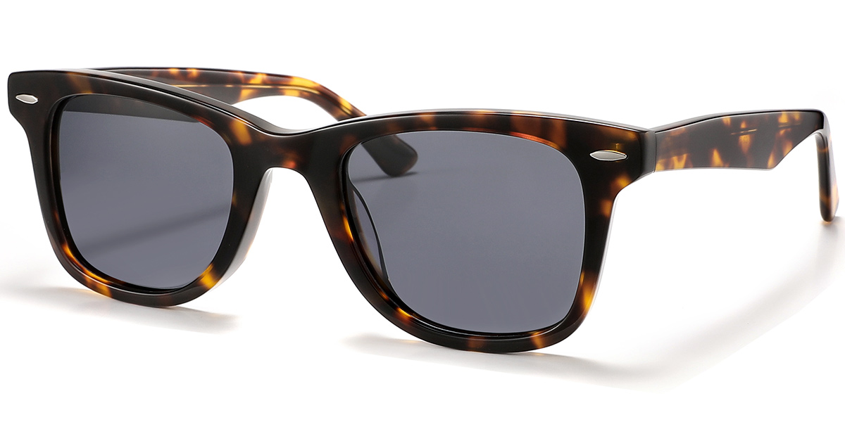 Acetate Square Sunglasses tortoiseshell+dark_grey_polarized