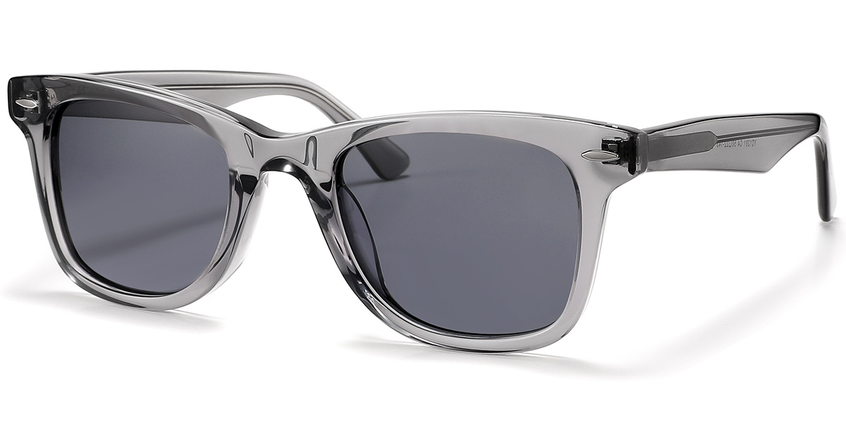 Acetate Square Sunglasses translucent-grey+dark_grey_polarized