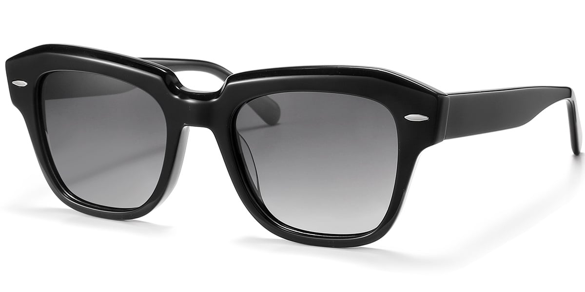 Acetate Square Sunglasses black+gradient_grey_polarized