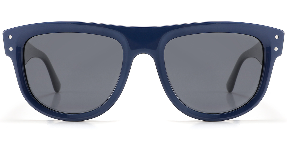 Acetate Geometric Sunglasses blue+dark_grey_polarized