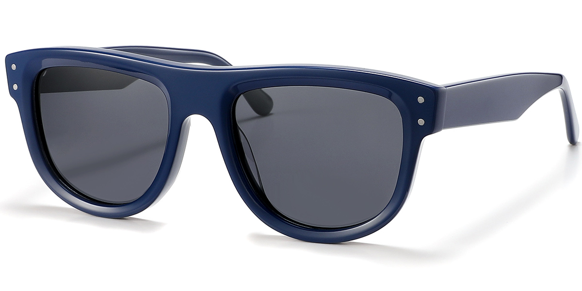 Acetate Geometric Sunglasses blue+dark_grey_polarized