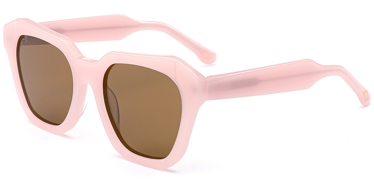 Acetate Square Sunglasses pink+amber_polarized