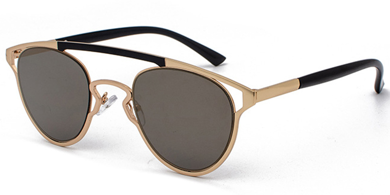 Geometric Sunglasses Black-Gold+Amber