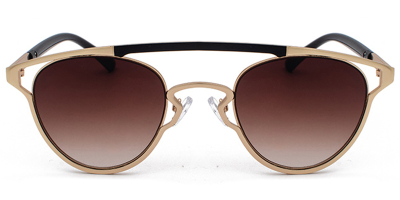 Geometric Sunglasses Black-Gold+Gradient Amber