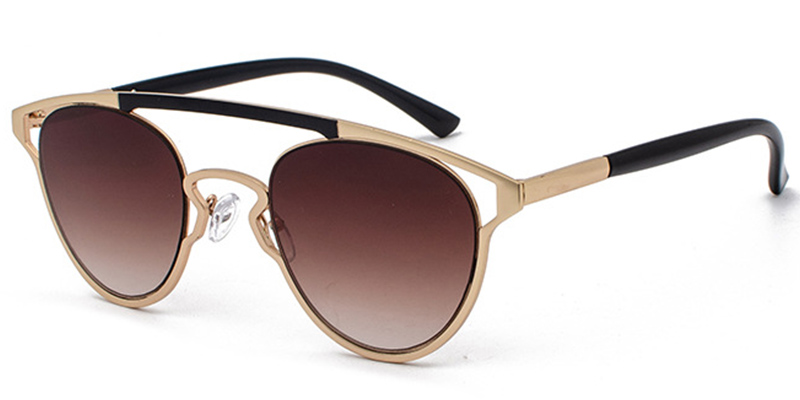 Geometric Sunglasses Black-Gold+Gradient Amber