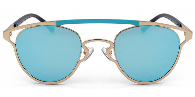 Geometric Sunglasses Pattern-Green+Mirrored Blue