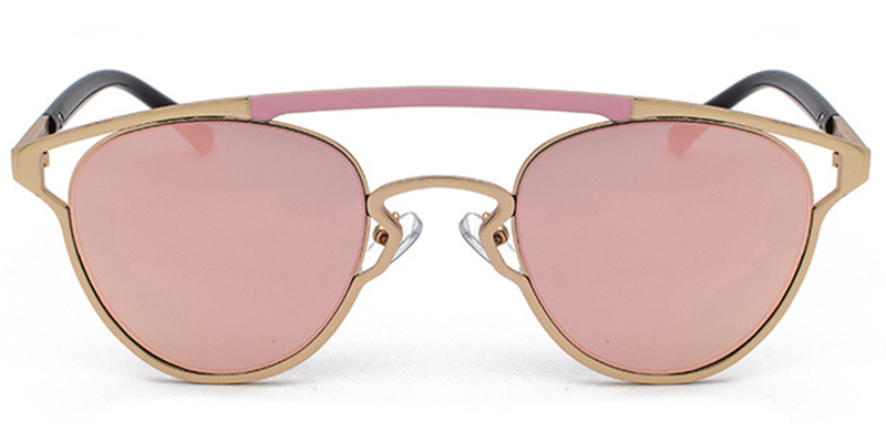 Geometric Sunglasses Pattern-Pink+Mirrored Pink