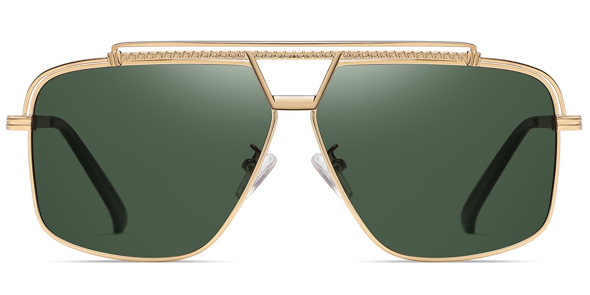 Square Sunglasses gold+dark_green_polarized