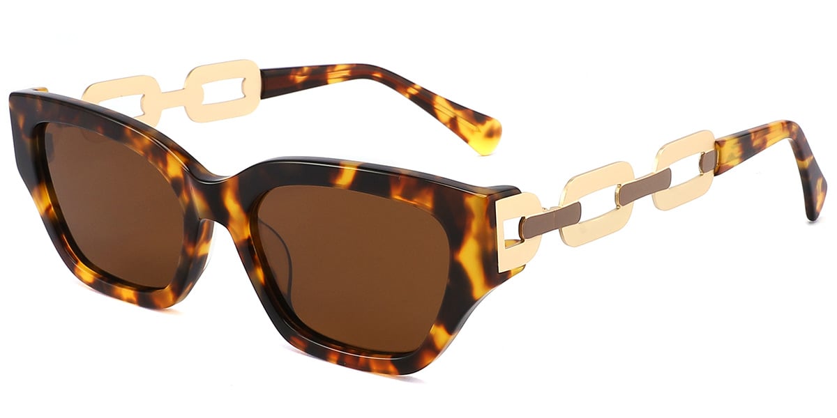 Women's Acetate Rectangle Sunglasses tortoiseshell+amber_polarized