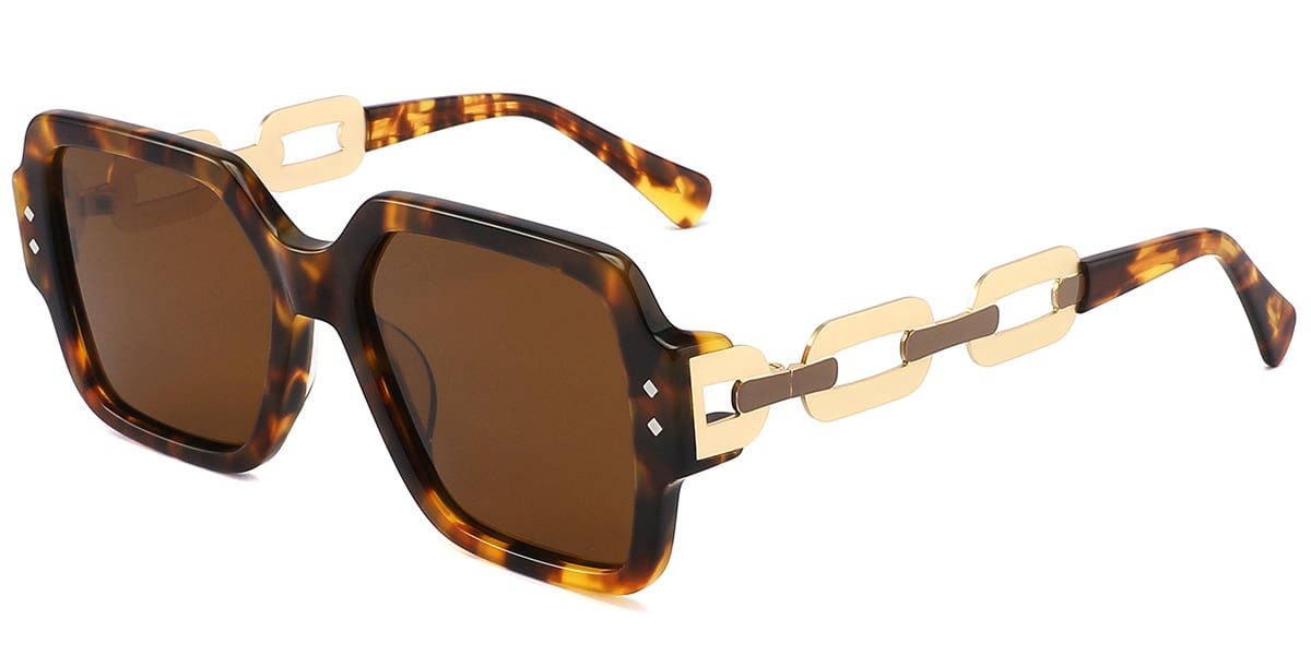 Women's Acetate Geometric Sunglasses tortoiseshell+amber_polarized