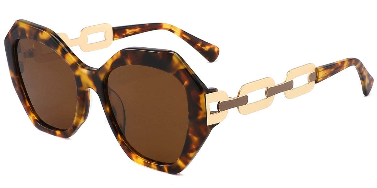 Women's Acetate Geometric Sunglasses tortoiseshell+amber_polarized