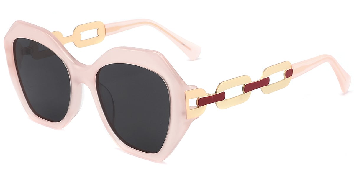 Women's Acetate Geometric Sunglasses translucent-pink+dark_grey_polarized