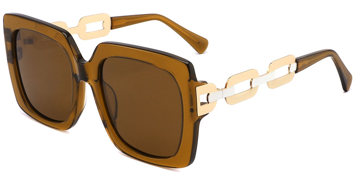 Women's Acetate Square Sunglasses translucent-brown+amber_polarized