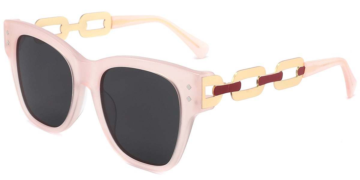 Women's Acetate Square Sunglasses translucent-pink+dark_grey_polarized