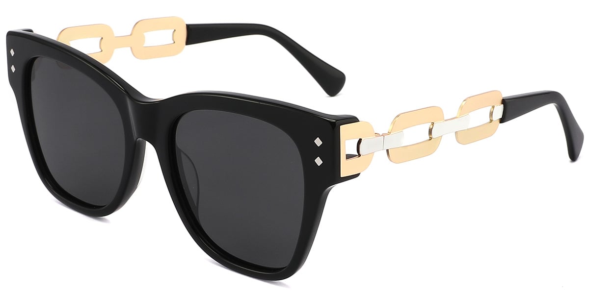 Women's Acetate Square Sunglasses black+dark_grey_polarized