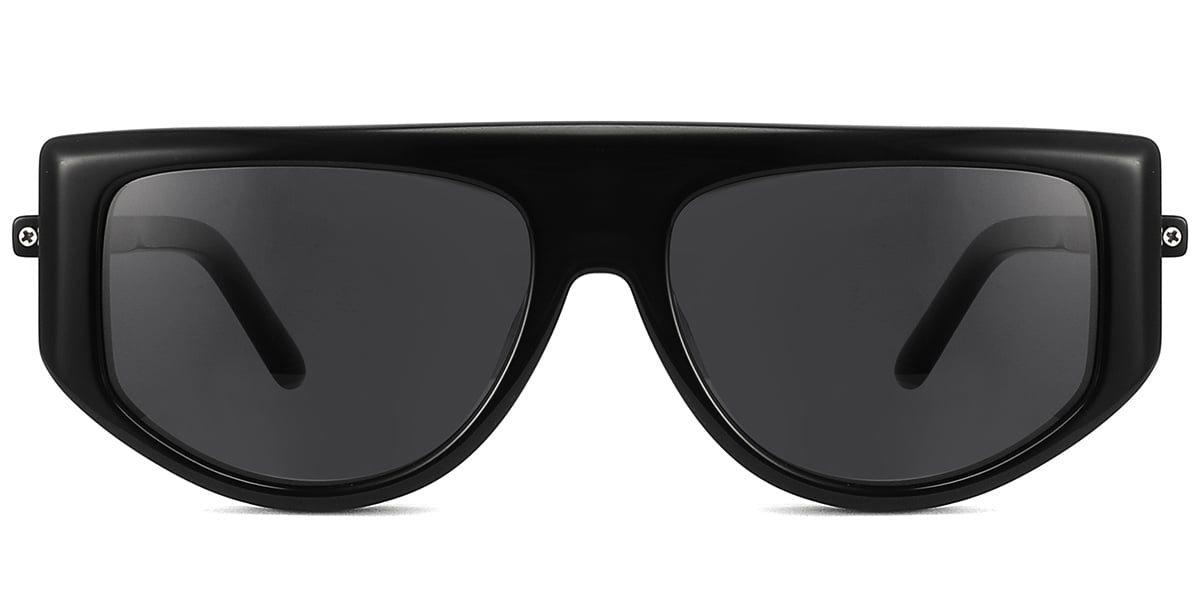 Women's Acetate Geometric Sunglasses black+dark_grey_polarized