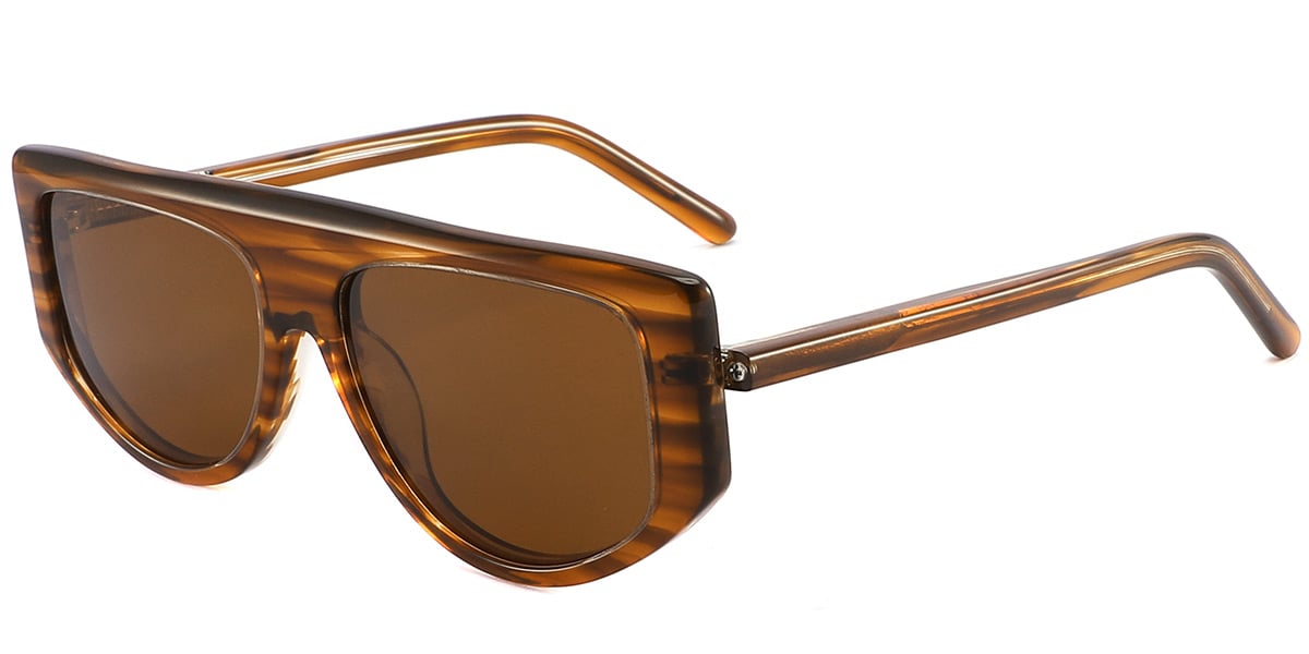 Women's Acetate Geometric Sunglasses pattern-brown+amber_polarized