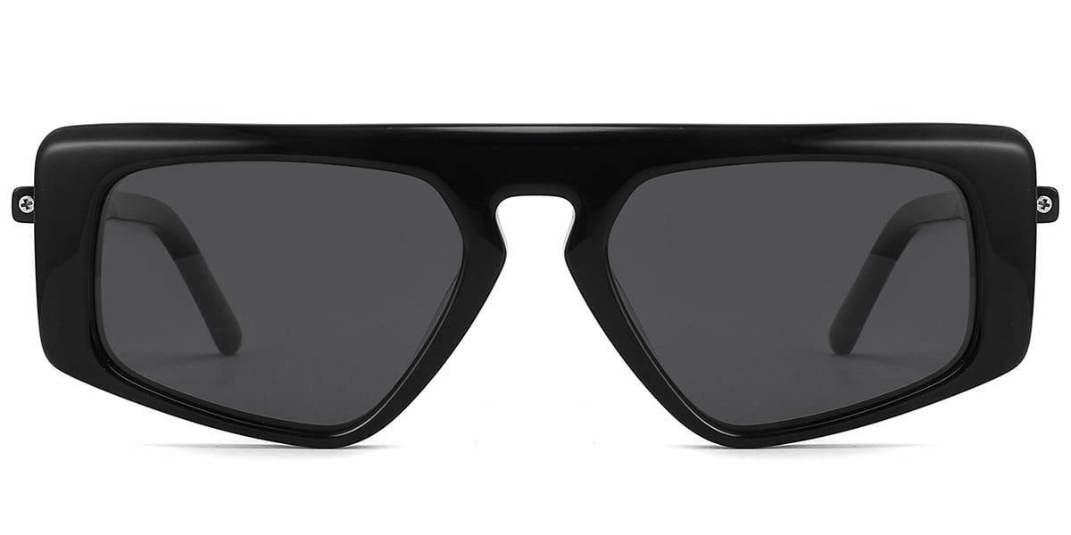 Women's Acetate Geometric Sunglasses black+dark_grey_polarized