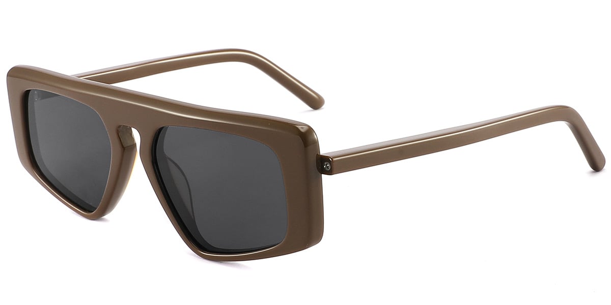 Women's Acetate Geometric Sunglasses brown+dark_grey_polarized