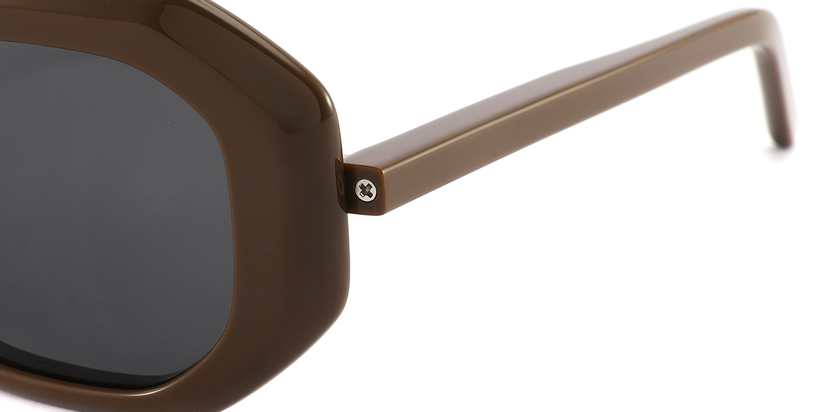 Women's Acetate Geometric Sunglasses brown+dark_grey_polarized