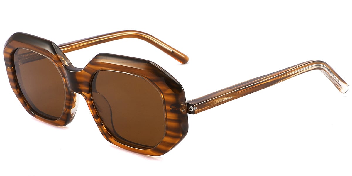 Women's Acetate Geometric Sunglasses pattern-brown+amber_polarized