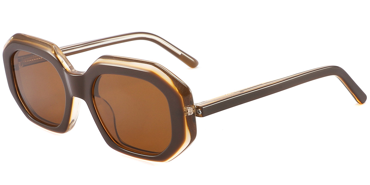 Women's Acetate Geometric Sunglasses translucent-brown+amber_polarized
