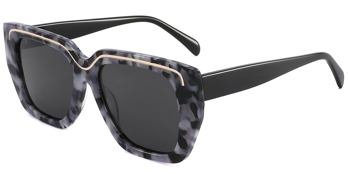 Acetate Square Sunglasses pattern-purple+dark_grey_polarized