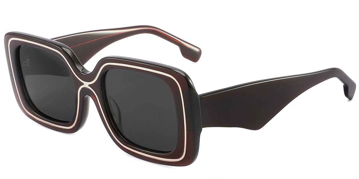 Women's Acetate Square Sunglasses wine_red+dark_grey_polarized