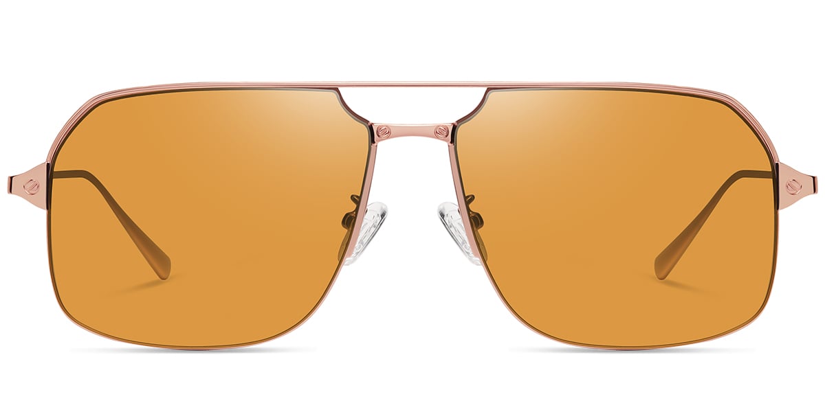 Aviator Geometric Sunglasses rose_gold+yellow