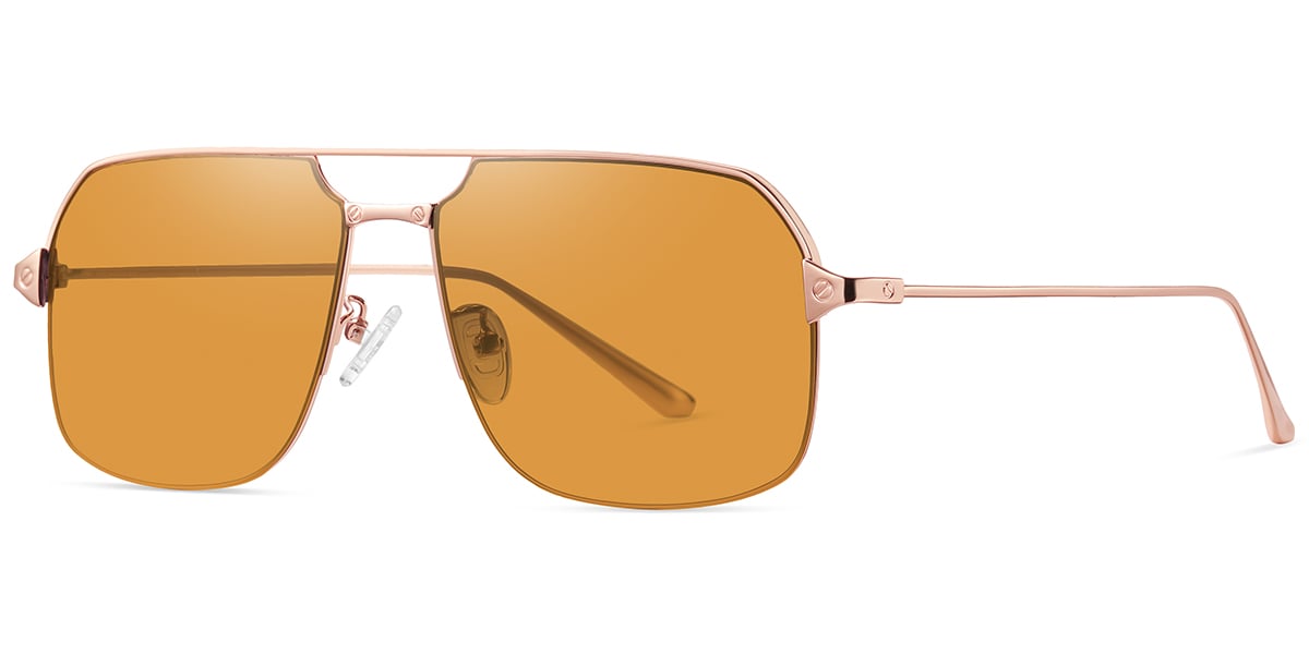 Aviator Geometric Sunglasses rose_gold+yellow