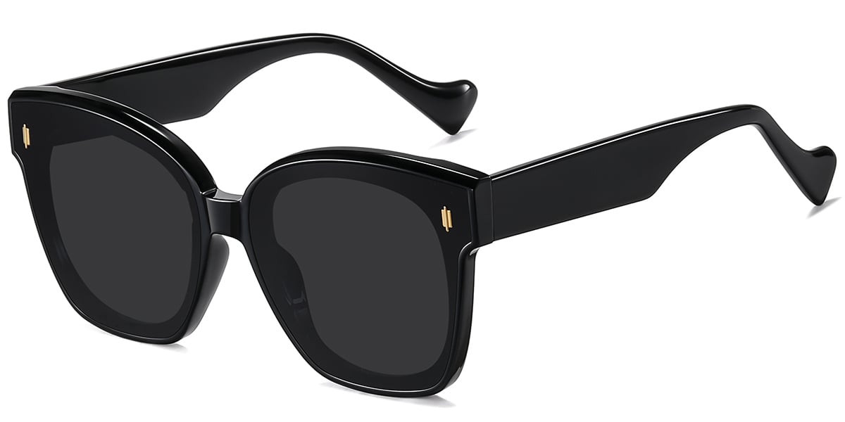 Women's Square Sunglasses black+dark_grey_polarized