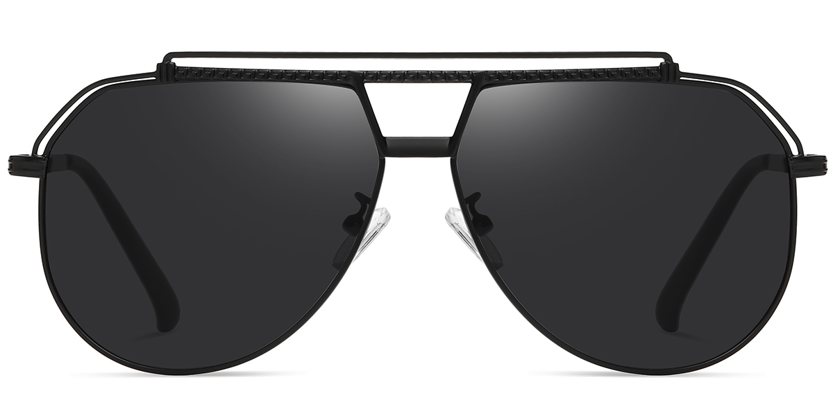 Aviator Geometric Sunglasses black+dark_grey_polarized